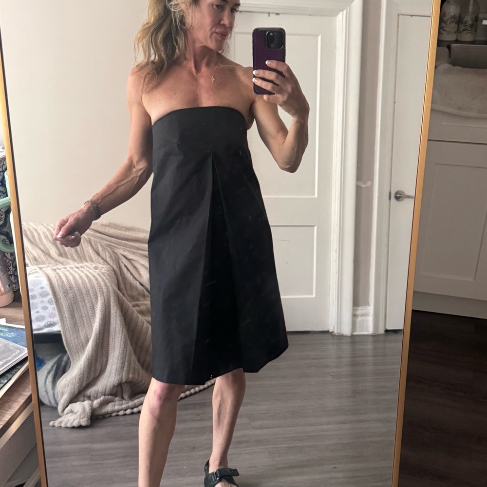 La Prestic Ouiston Paris Strapless Black Cotton Dress with Built-In Corset Sz S - Picture 8 of 13